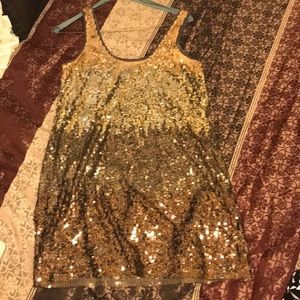 Express Gold Sequin Mini Dress